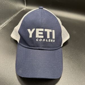 Yeti Coolers Trucker Hat Unisex Blue White Mesh Snap Back Adjustable Embroidered